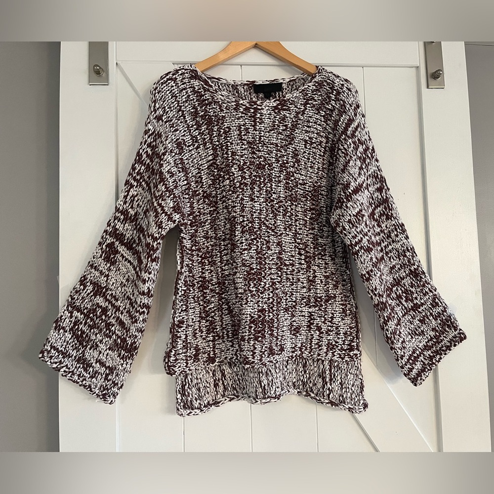 Zara Chocolate- brown and White Knit Sweater